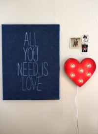 All You Need Is Love – DIY denim canvas art.