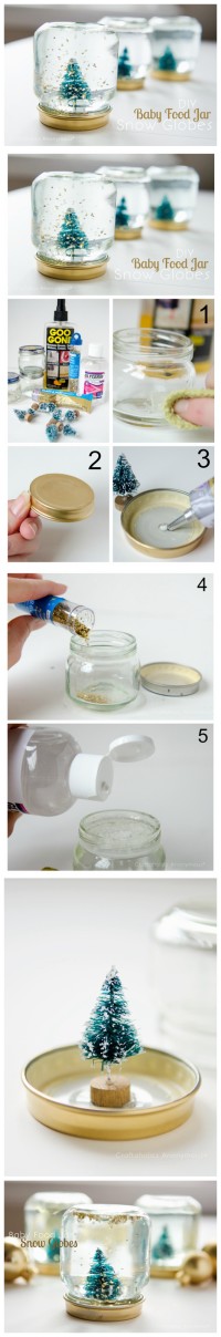 Baby Food Jar Snow Globes Tutorial