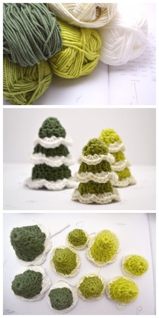 DIY crocheted christmas trees
