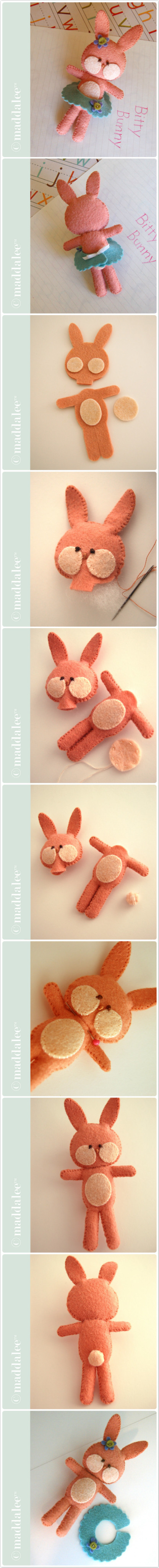Bitty Bunny, Free Felt Bunny Pattern and Tutorial | From Maddalee
