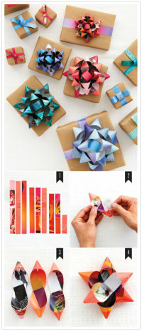 GIFT WRAPPING BOW from old magazine covers | DIY
