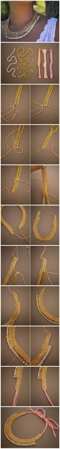 DIY Woven Chain Collar Necklace