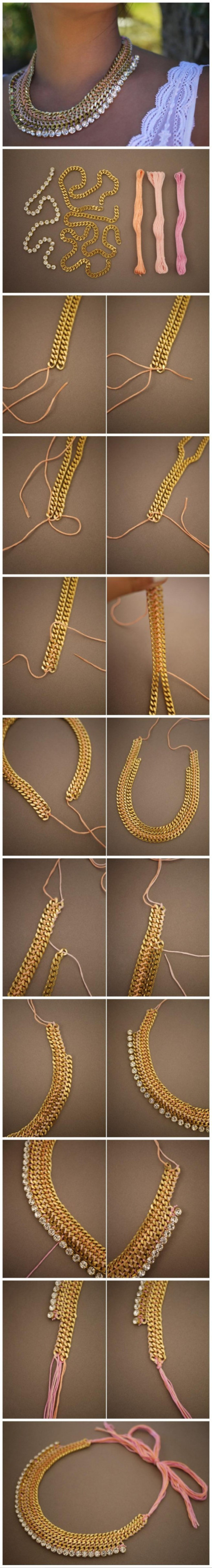 DIY Woven Chain Collar Necklace