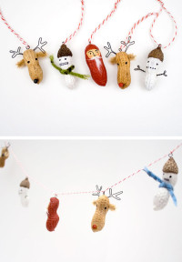 Peanut Christmas garland in Decoration for babies, children and adults parties, for events such as anniversaries or birthdays or dinners