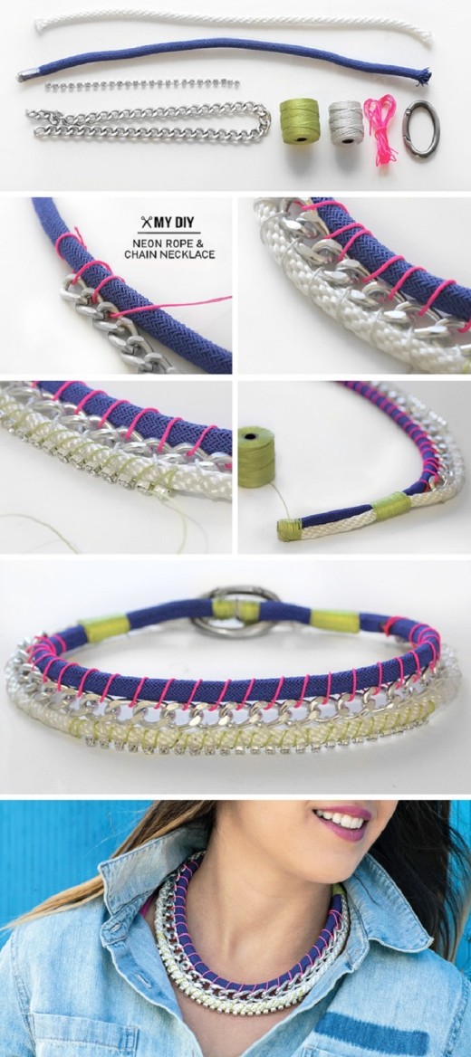 Neon Rope & Chain Necklace