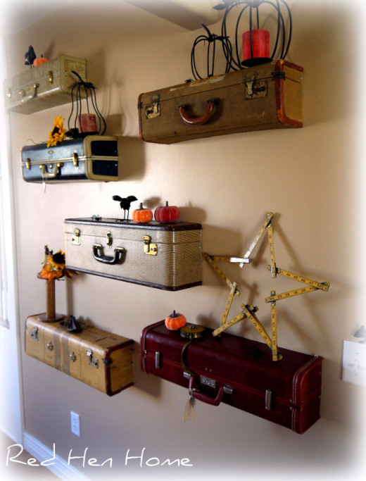 Turn Vintage Suitcases Into A Unique Shelf Wall