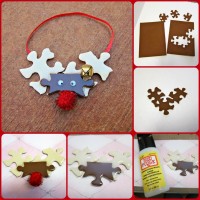 Make Reindeer Ornaments from Puzzle Pieces