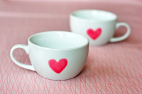 Create Valentine dishes with edible paint from How About Orange