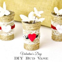 DIY Valentine’s Day Bud Vase Tutorial – The Rebel Chick

Materials:

   –  Small shot glasses
  –  Sisal rope
 –   Scissors
    – Hot glue gun
   – Embellishments: lace, trimming, felt, etc.