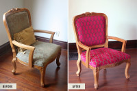 Reupholstered Craigslist chair project | DIY FROM How About Orange