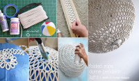 DIY Folded Rope Dome Pendant Light | DIY

Materials:
 All purpose glue, Mod Podge hard coat, rope, painter’s tape, and a beach ball.