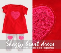 Shaggy Heart Valentine’s Dress with Heart Knee-Pad leggings | From recycled Tshirts