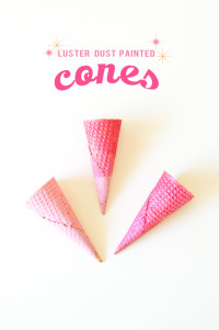 Luster Dust Painted Cones. Colorful and fun DIY for kids