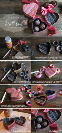 Washi Tape Heart Box From Lia Griffith #DIY #Valentines