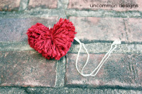 Valentine Heart Pom Pom Necklace. Awesome DIY project from Uncommon Designs…
