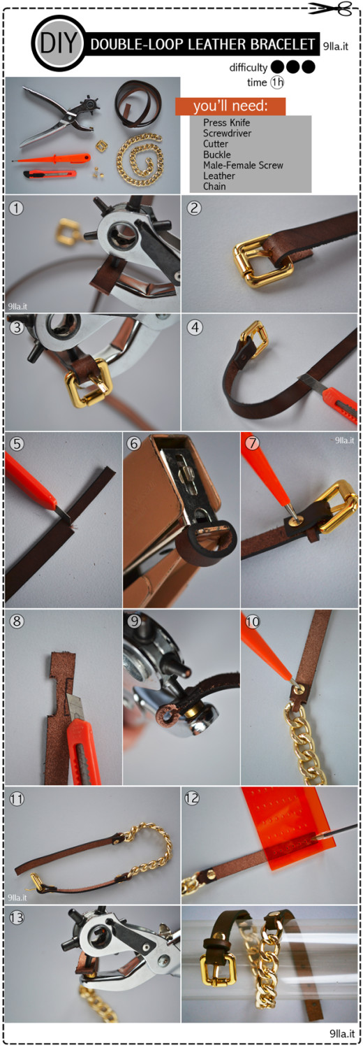 DIY DOUBLE-LOOP LEATHER BRACELET From 9lla
