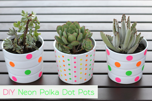DIY Neon Polka Dot Pots