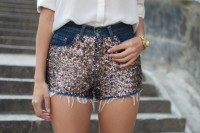 DIY SEQUIN EMBELLISHED DENIM SHORTS From a pair & a spare