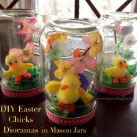 DIY Easter Chicks Diorama in Mason Jars from Imagination Station