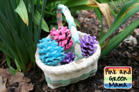 Kids Home Made Arts and Crafts by Pink and Geen Mama –  Spring Nature Craft: Pine Cone Eggs