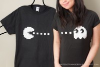 Minted Strawberry: DIY: Pacman + Ghost Couple Shirt with free Stencil!