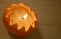 DIY Orange skin beeswax candles