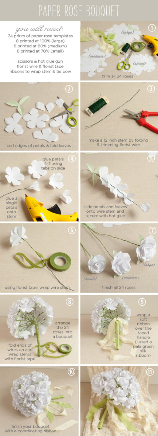 Paper Rose Wedding Bouquet | From The Elli Blog