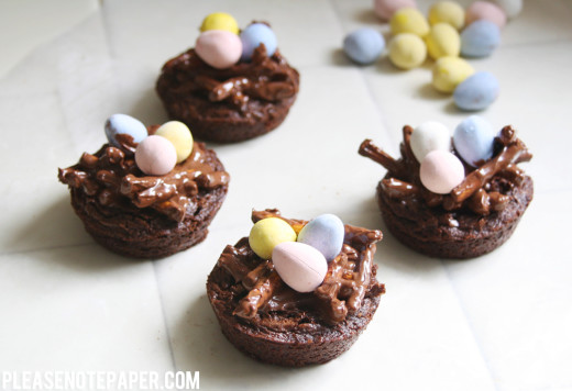 Pretzel Brownie Easter Nests