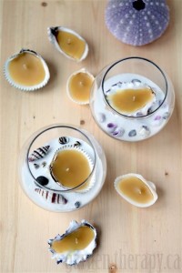 Seashell Beeswax Tealights From Garden Therapy