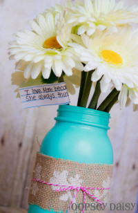 Stenciled Mason Jar Vase {For Mother’s Day!} | From Oopsey Daisy