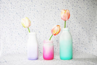 Spray Painted Ombre Glass Bottles from The Pink Doormat