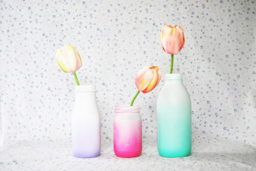 Spray Painted Ombre Glass Bottles from The Pink Doormat