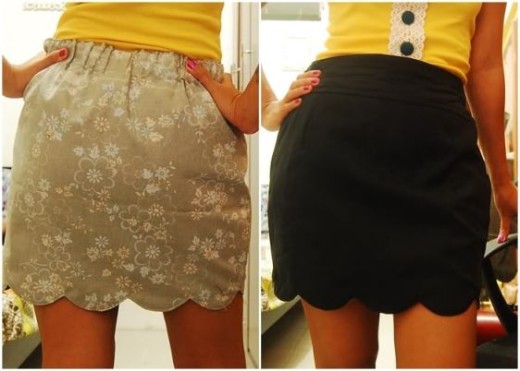 tutorial: how to sew a reversible scalloped hem skirt