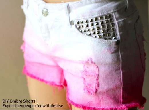 D-I-Y Pink Ombre Shorts with Studs
