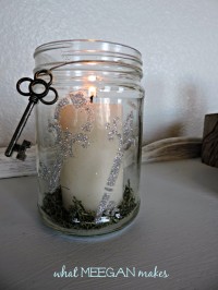 DIY Stenciled & Glittered Candle Holder | From What Meegan Makes
