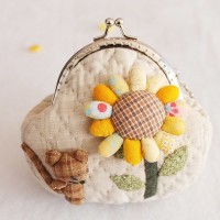 DIY Sunflower Patchwork Material Package Change Purse  Mini-pink Mice Metal-opening Bags