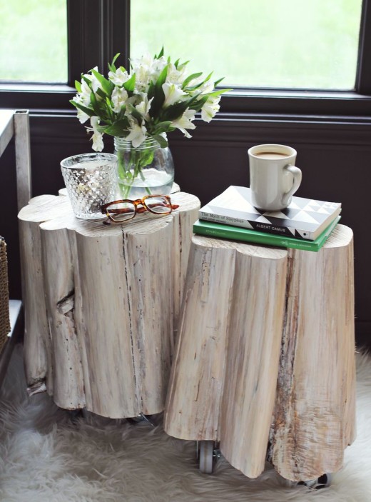 DIY Tree Stump Side Tables | From A Beautiful Mess