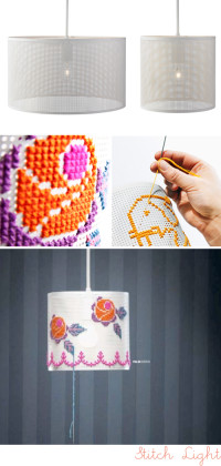 DIY Cross Stitch Lamp | From decor8blog