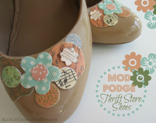 Mod Podge Shoes {Thrift Store Finds} – A Little Claireification