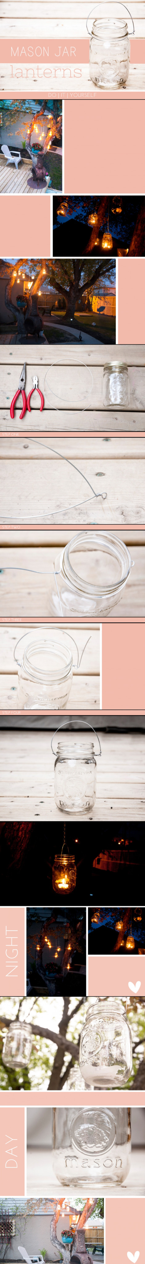 Clever and easy DIY Mason Jar Hanging Lanterns – Founded at Petite Raisin