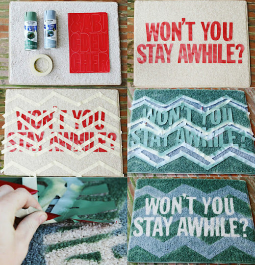 DIY Door mat – Won’t You Stay Awhile?