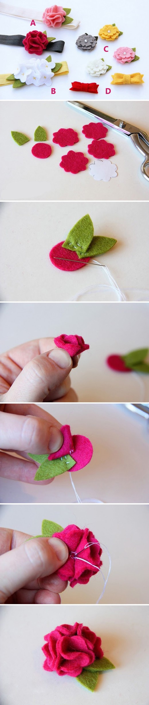 DIY felt flowers – Hair accessories