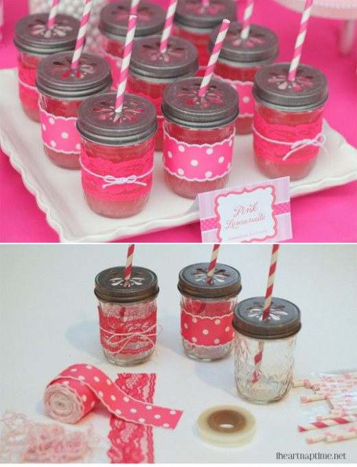 Ribbon and Lace Mason Jar Cups