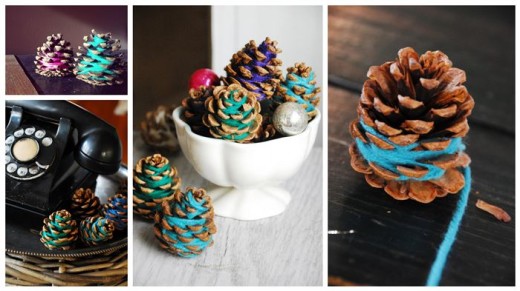 Colorful Yarn Pine Cones