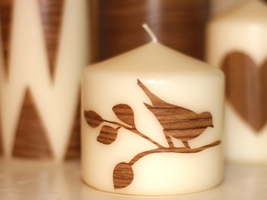 diy woodgrain candles