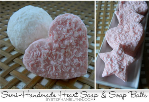 Semi Handmade Valentine’s Day Heart Soaps 

Materials Needed:
– Bar of Soap
– Kitchen Box Grater
– Water
– Cookie Cutters {optional}