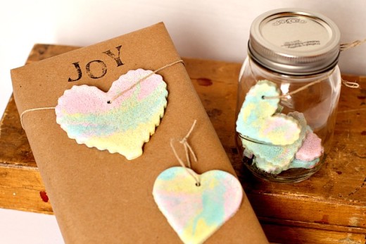 Rainbow Marbled Salt Dough Heart Ornaments | DIY valentines Day Ideas