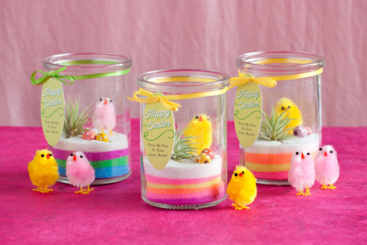 Cute mini Easter, or spring, terrariums from Evermine Blog