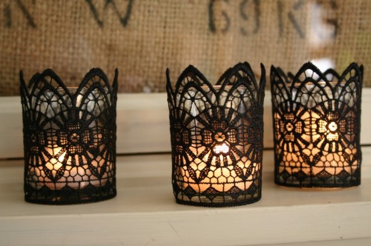 Black Lace Candles  | From Scissors + Thread