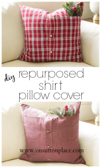 Repurposed Shirt Pillow Cover | From On Sutton Place